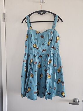 Disney Light Blue Sleeveless Cotton Sundress Belle Print